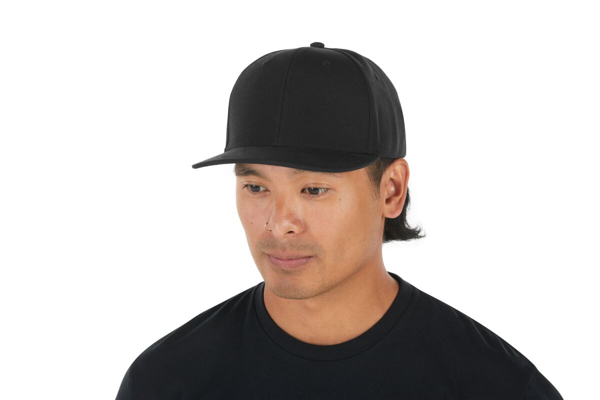 recycled-poly-classic-6-panel-hat-o4 WebPDP-HAT001002_Recycled_Poly_Classic_6Panel_Hat_Black_Studio_Harper_Studios_0723_Side_2__HAT001002OS.jpg