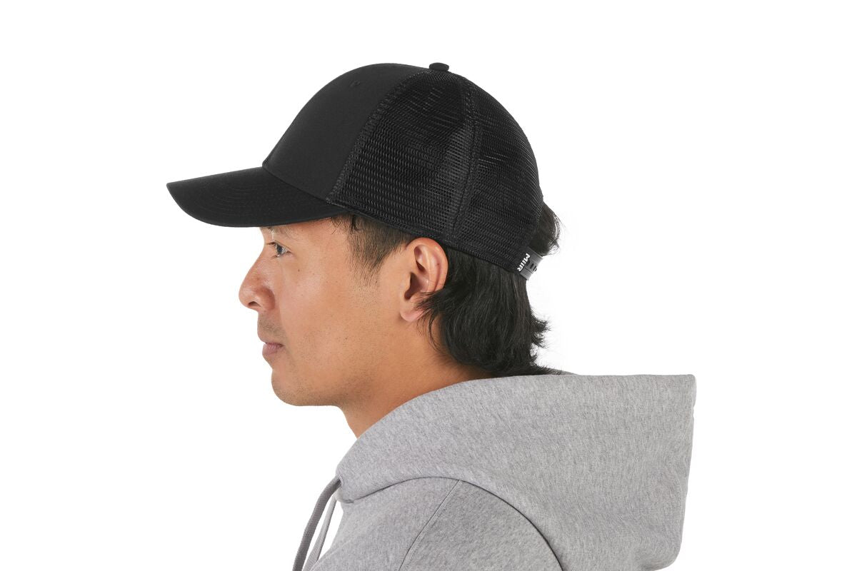 recycled-poly-low-profile-trucker-hat-l8 WebPDP-HAT002002_Recycled_Poly_Low_Profile_Trucker_Hat_Black_Studio_Harper_Studios_0723_Back__HAT002002OS.jpg