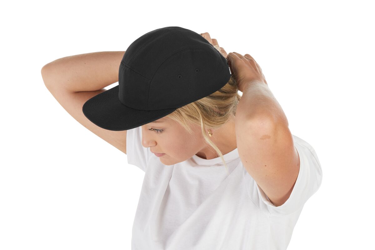 recycled-poly-flat-brim-5-panel-hat-f6 WebPDP-HAT003002_Recycled_Poly_Flat_Brim_5Panel_Hat_Black_Studio_Harper_Studios_0723_Side_4__HAT003002OS.jpg